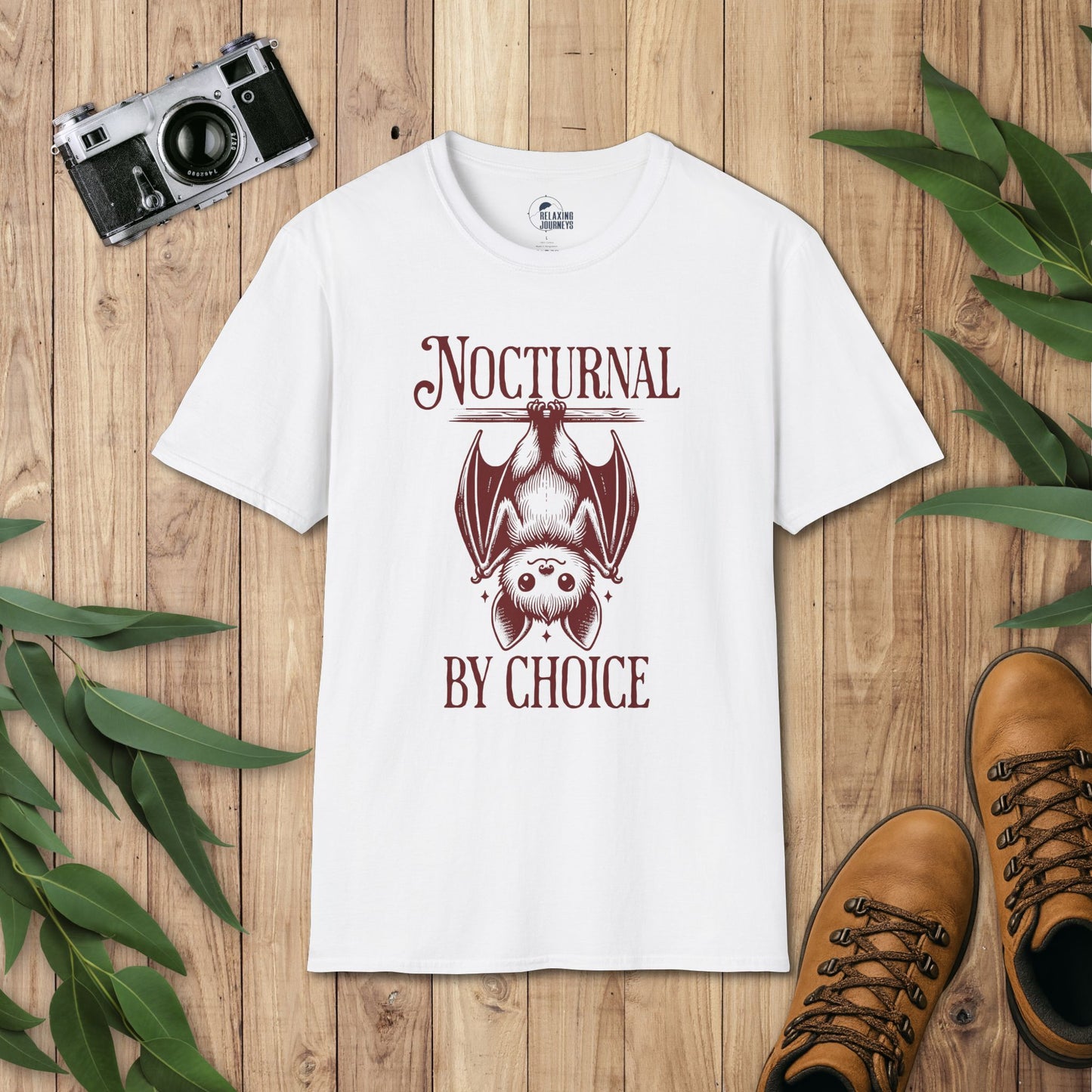 Upside Down Bat Retro Cartoon Nocturnal Graphic T-Shirt