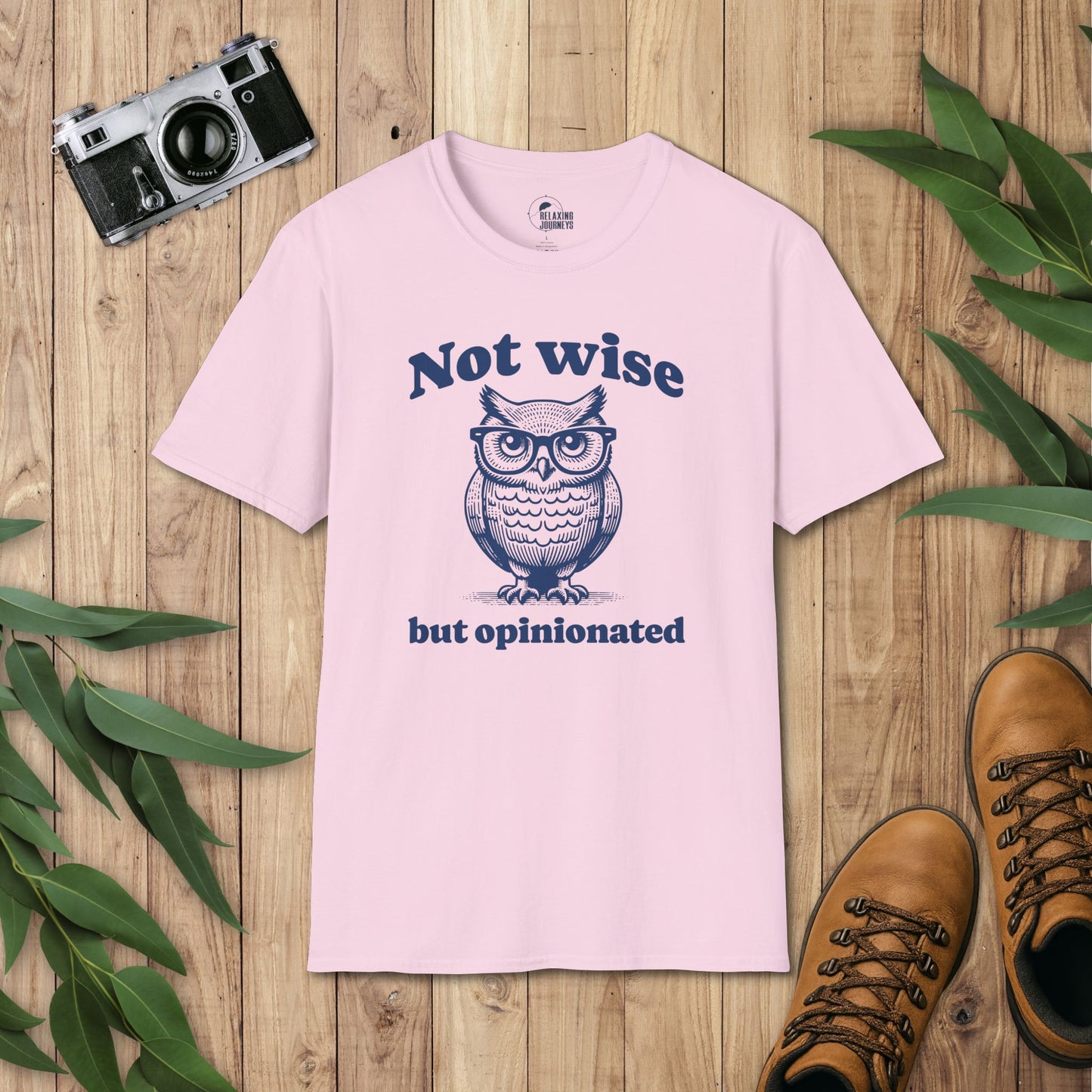 Not Wise but Opinionated Retro Cartoon Owl Graphic T-Shirt