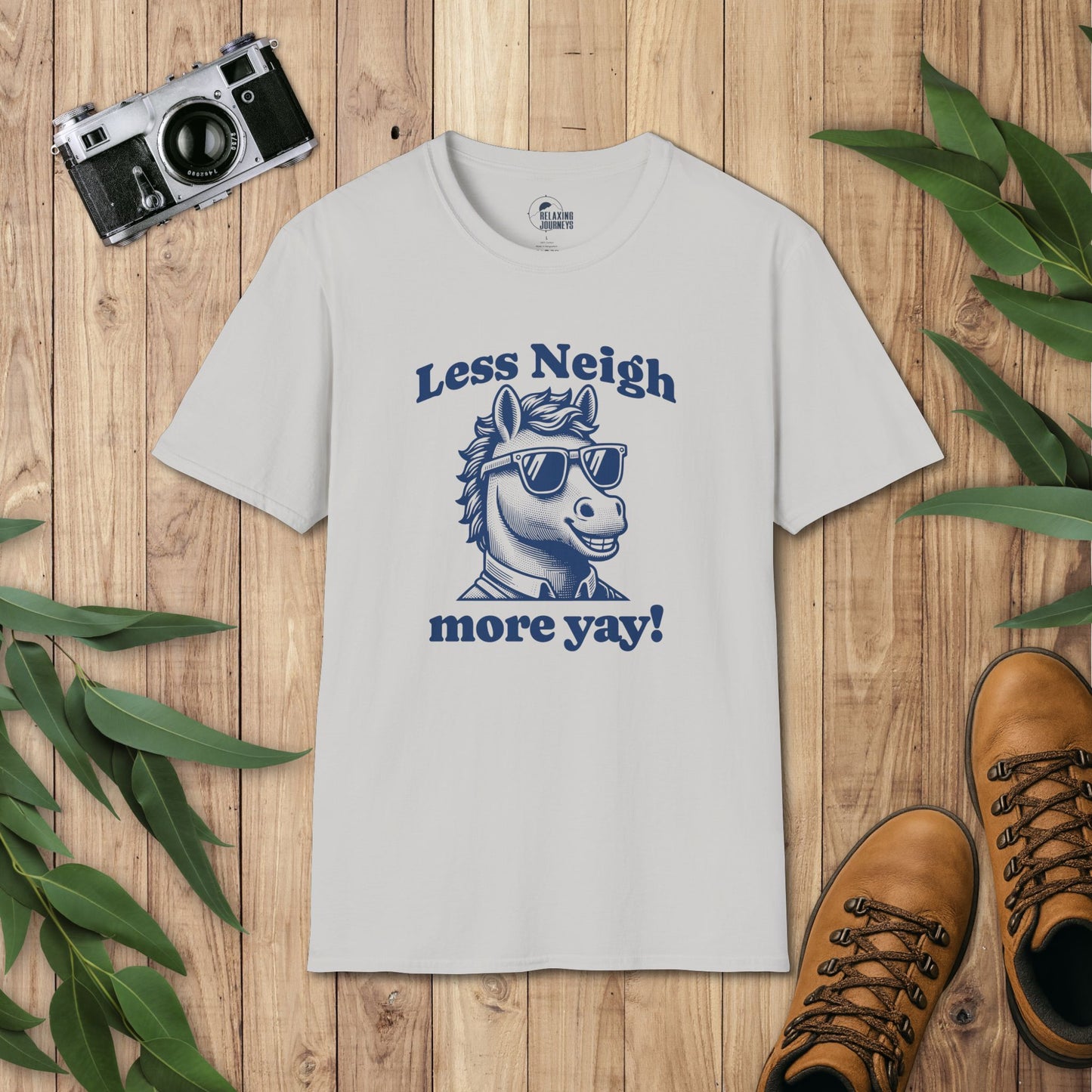 Less Neigh More Yay! Retro Cartoon boy horse Graphic T-Shirt