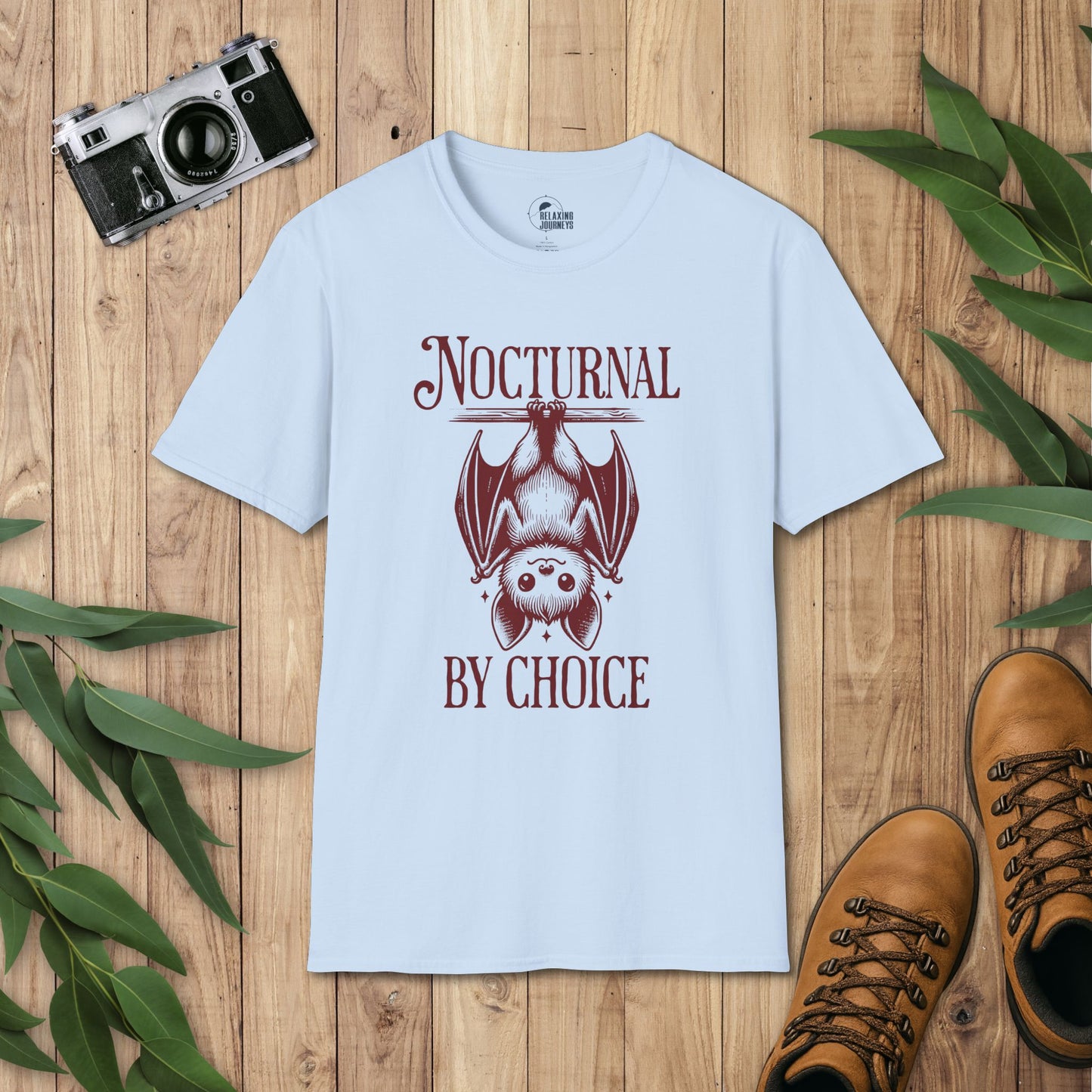 Upside Down Bat Retro Cartoon Nocturnal Graphic T-Shirt