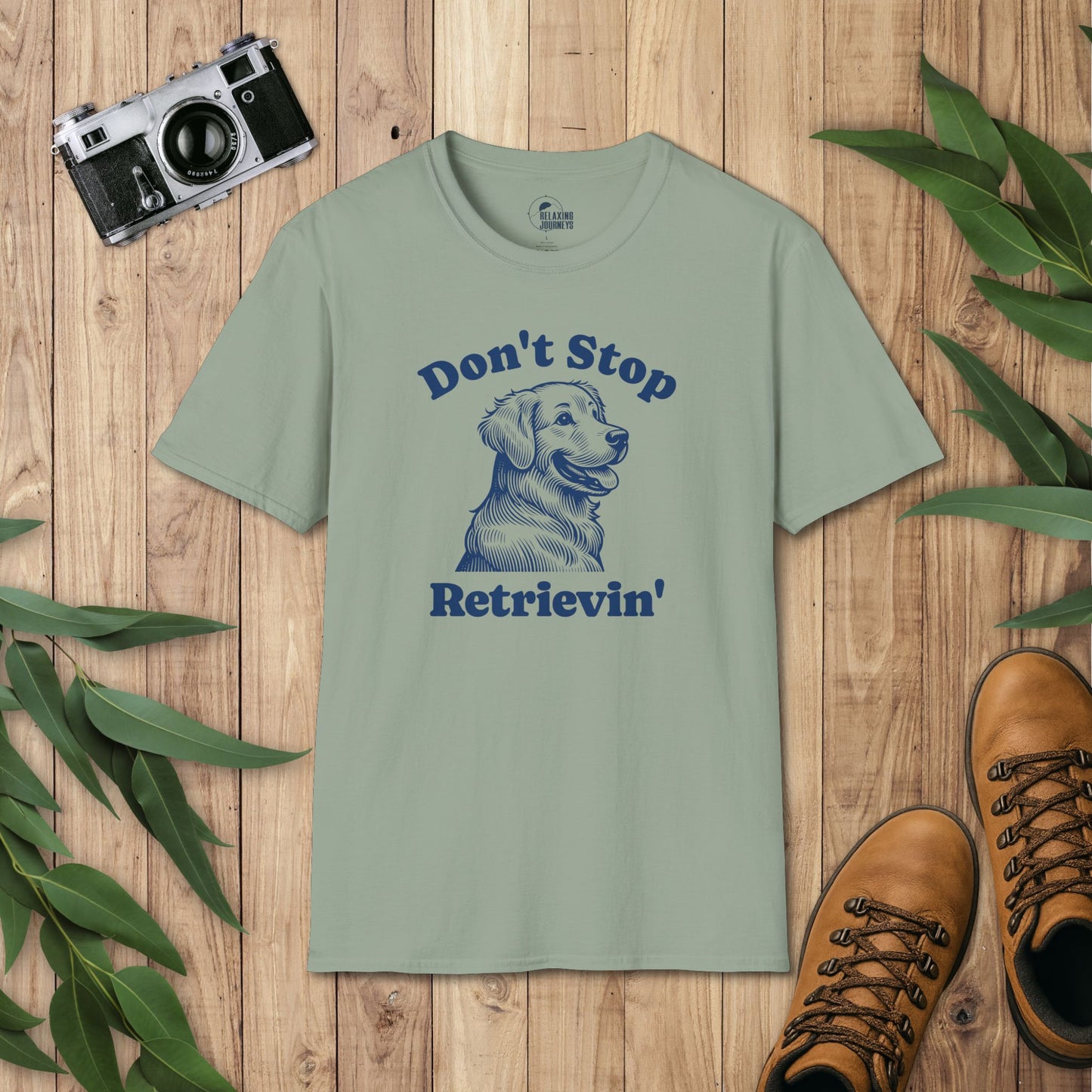 Don't Stop Retrievin' Retro Cartoon Retriever Graphic T-Shirt