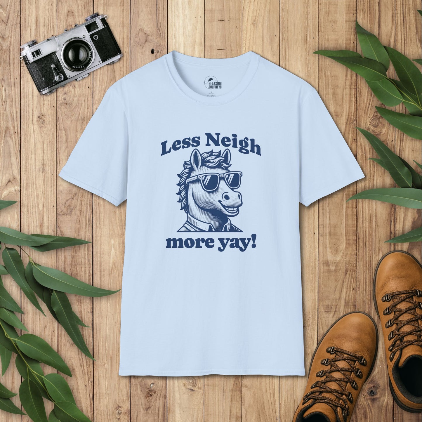 Less Neigh More Yay! Retro Cartoon boy horse Graphic T-Shirt