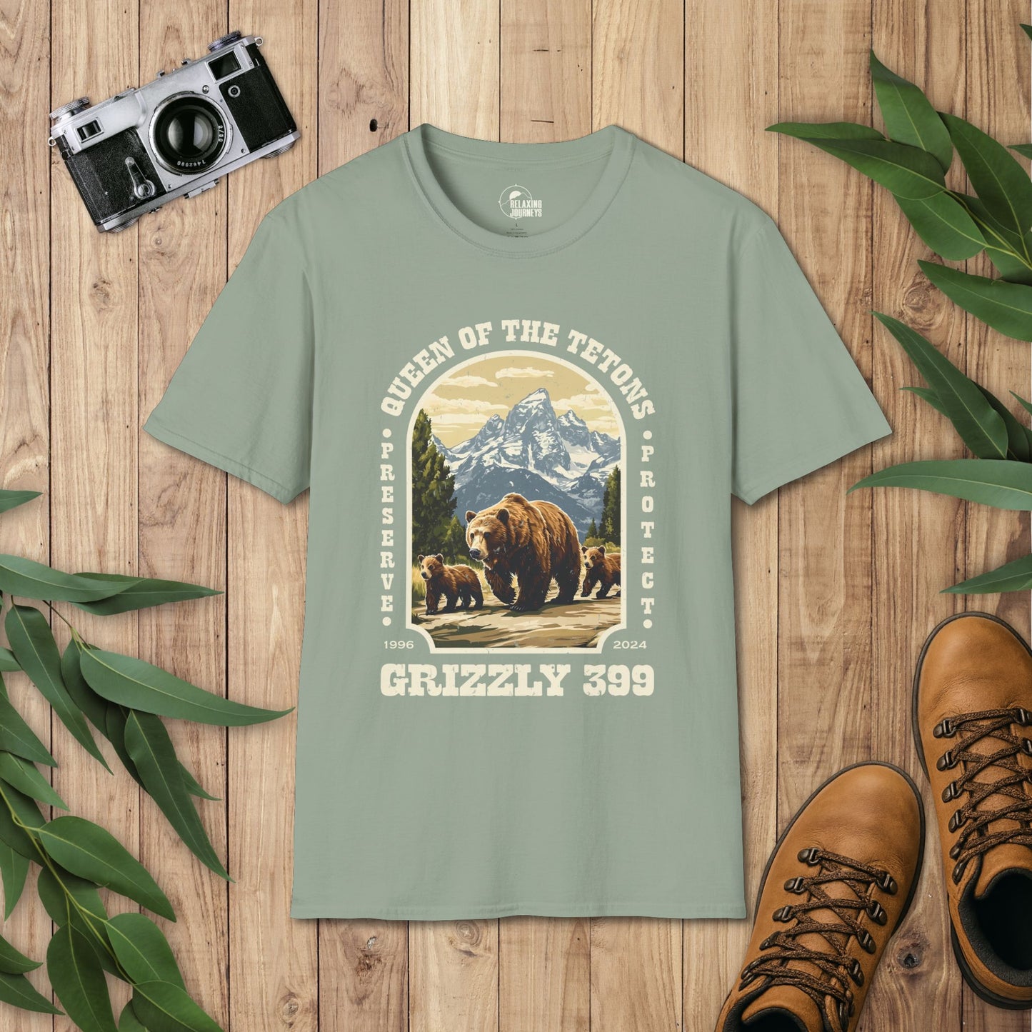 Grizzly 399 Grand Teton Retro Arch T-Shirt