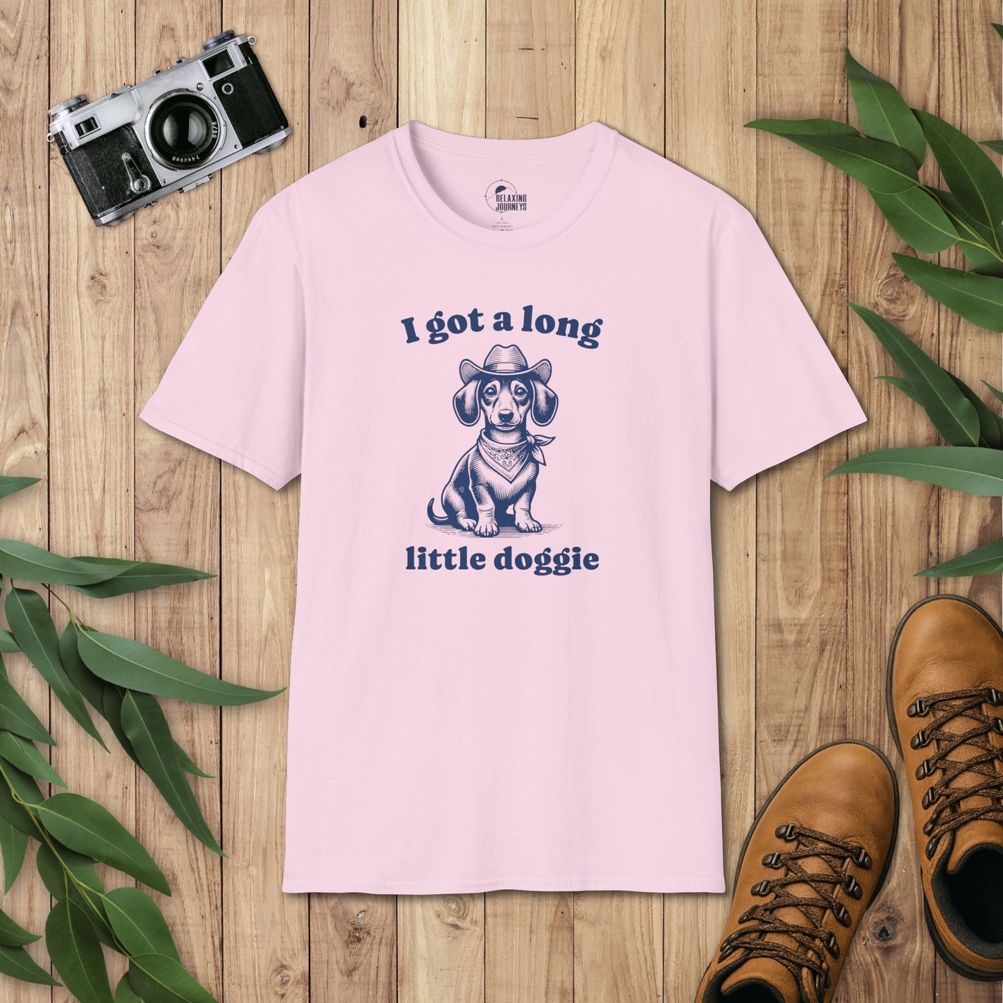 Cowboy Dachshund Retro Cartoon Long Little Doggie Graphic T-Shirt