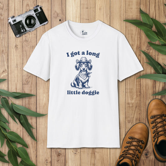 Cowboy Dachshund Retro Cartoon Long Little Doggie Graphic T-Shirt