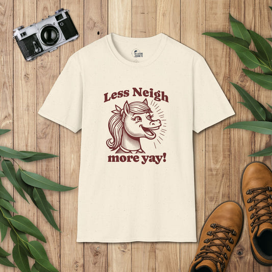 Less Neigh More Yay! Retro Cartoon girl horse Graphic T-Shirt