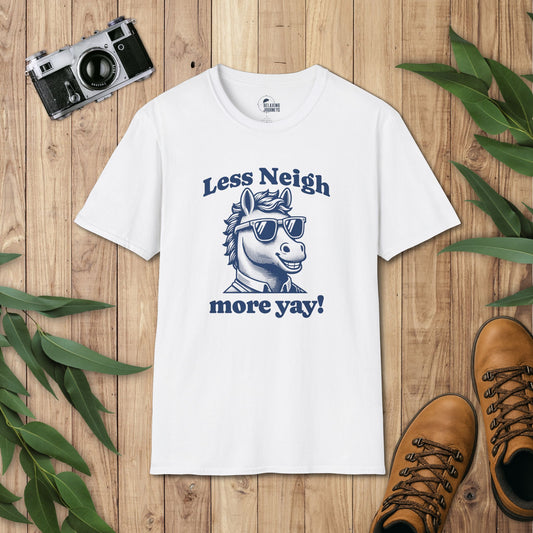 Less Neigh More Yay! Retro Cartoon boy horse Graphic T-Shirt