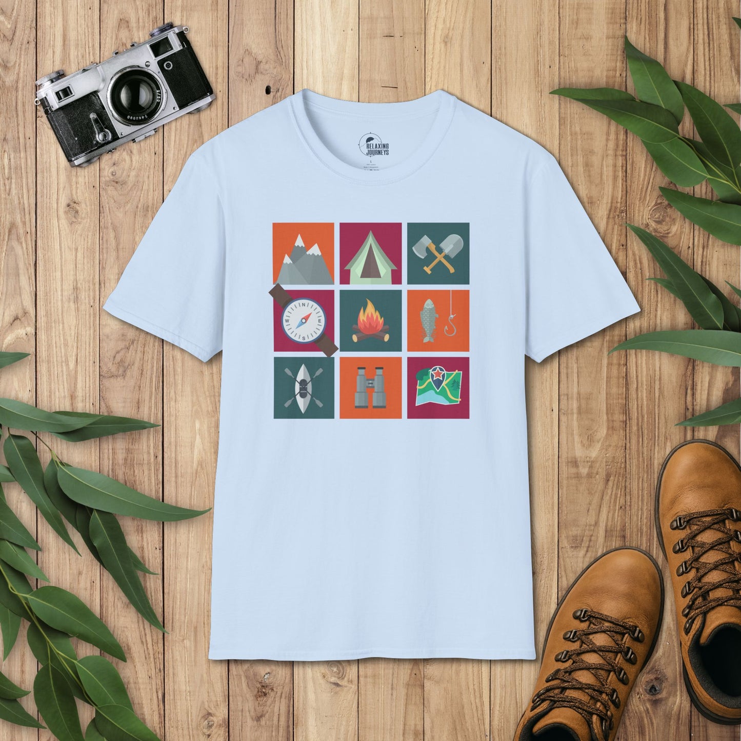 3 x 3 Camping Icon T-Shirt