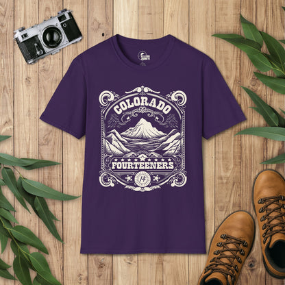 Colorado Fourteener Ornate Label T-Shirt