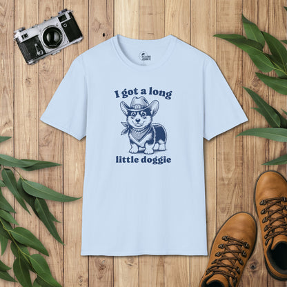 Corgi Cowboy Retro Cartoon Long Little Doggie Graphic T-Shirt