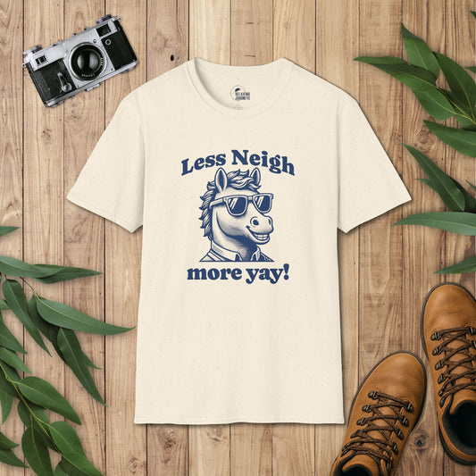 Less Neigh More Yay! Retro Cartoon boy horse Graphic T-Shirt