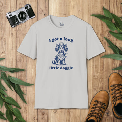 Cowboy Dachshund Retro Cartoon Long Little Doggie Graphic T-Shirt