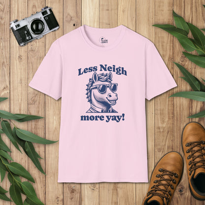 Less Neigh More Yay! Retro Cartoon boy horse Graphic T-Shirt