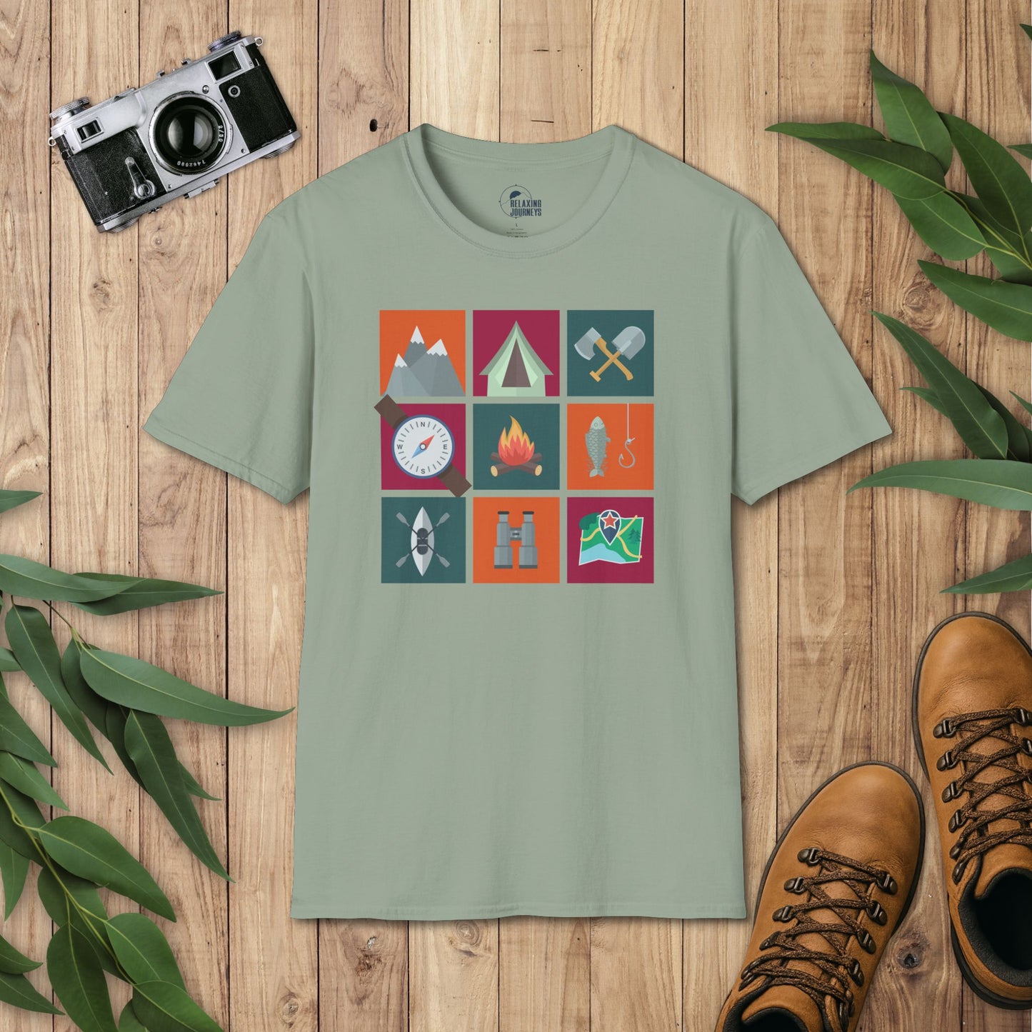 3 x 3 Camping Icon T-Shirt