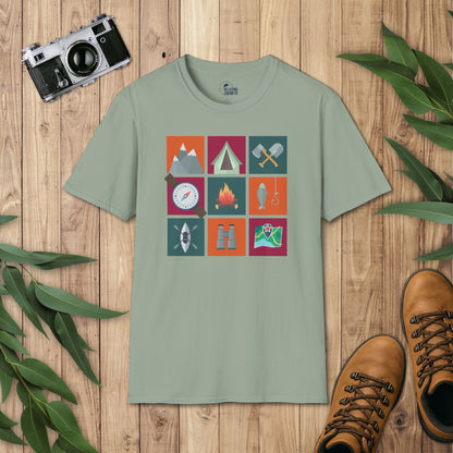 3 x 3 Camping Icon T-Shirt