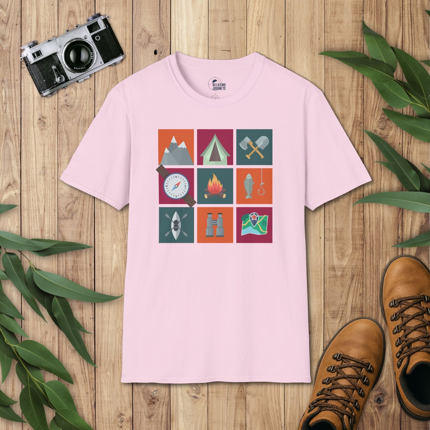 3 x 3 Camping Icon T-Shirt