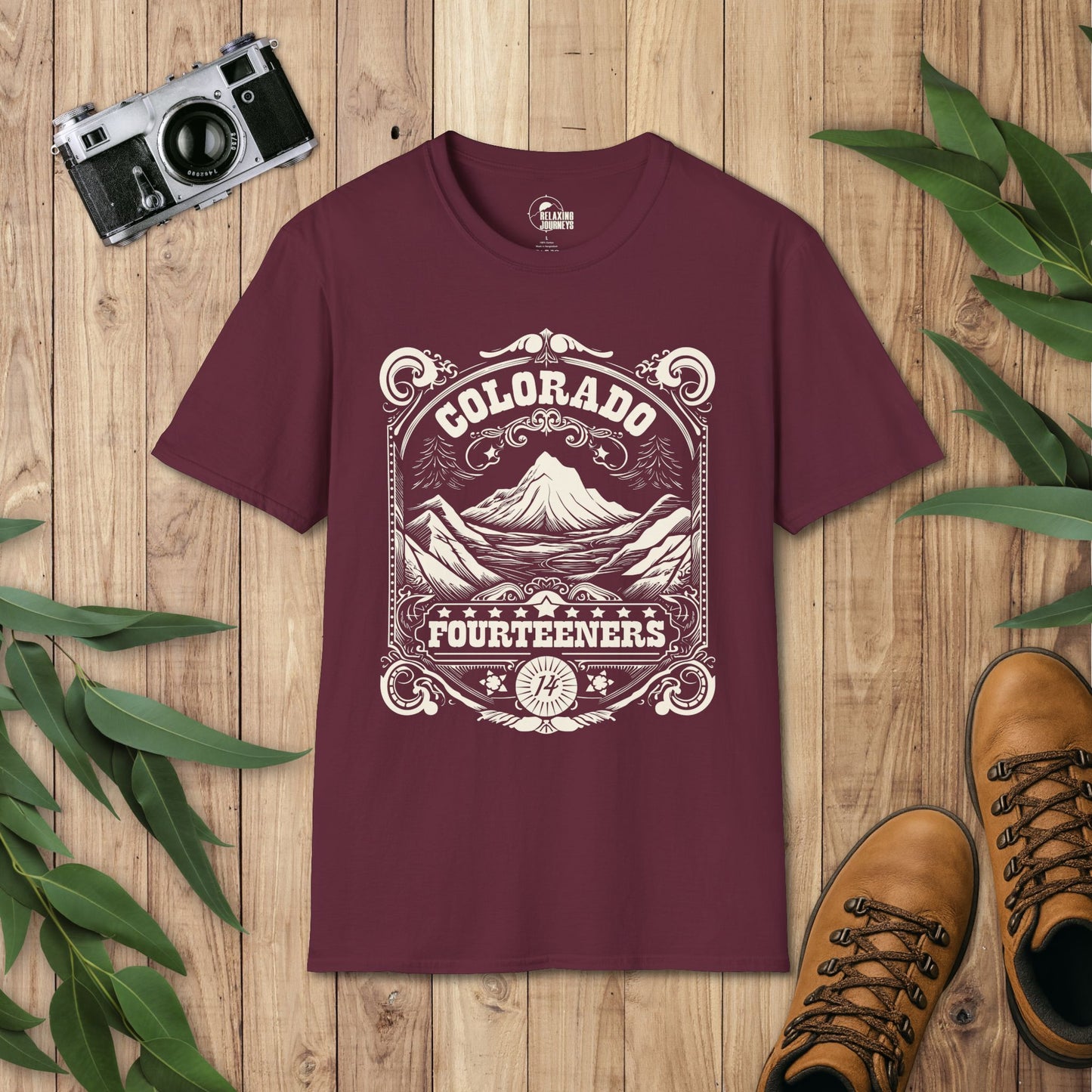 Colorado Fourteener Ornate Label T-Shirt