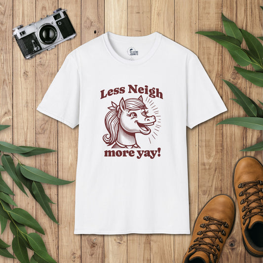 Less Neigh More Yay! Retro Cartoon girl horse Graphic T-Shirt