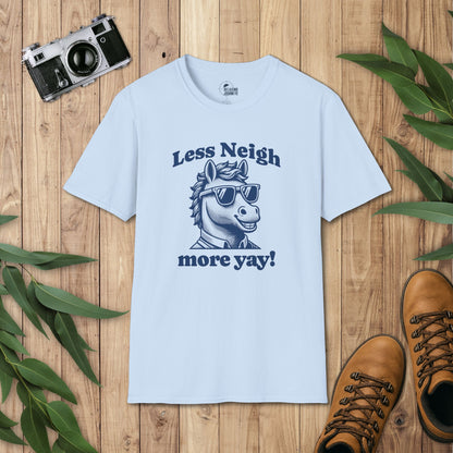 Less Neigh More Yay! Retro Cartoon boy horse Graphic T-Shirt