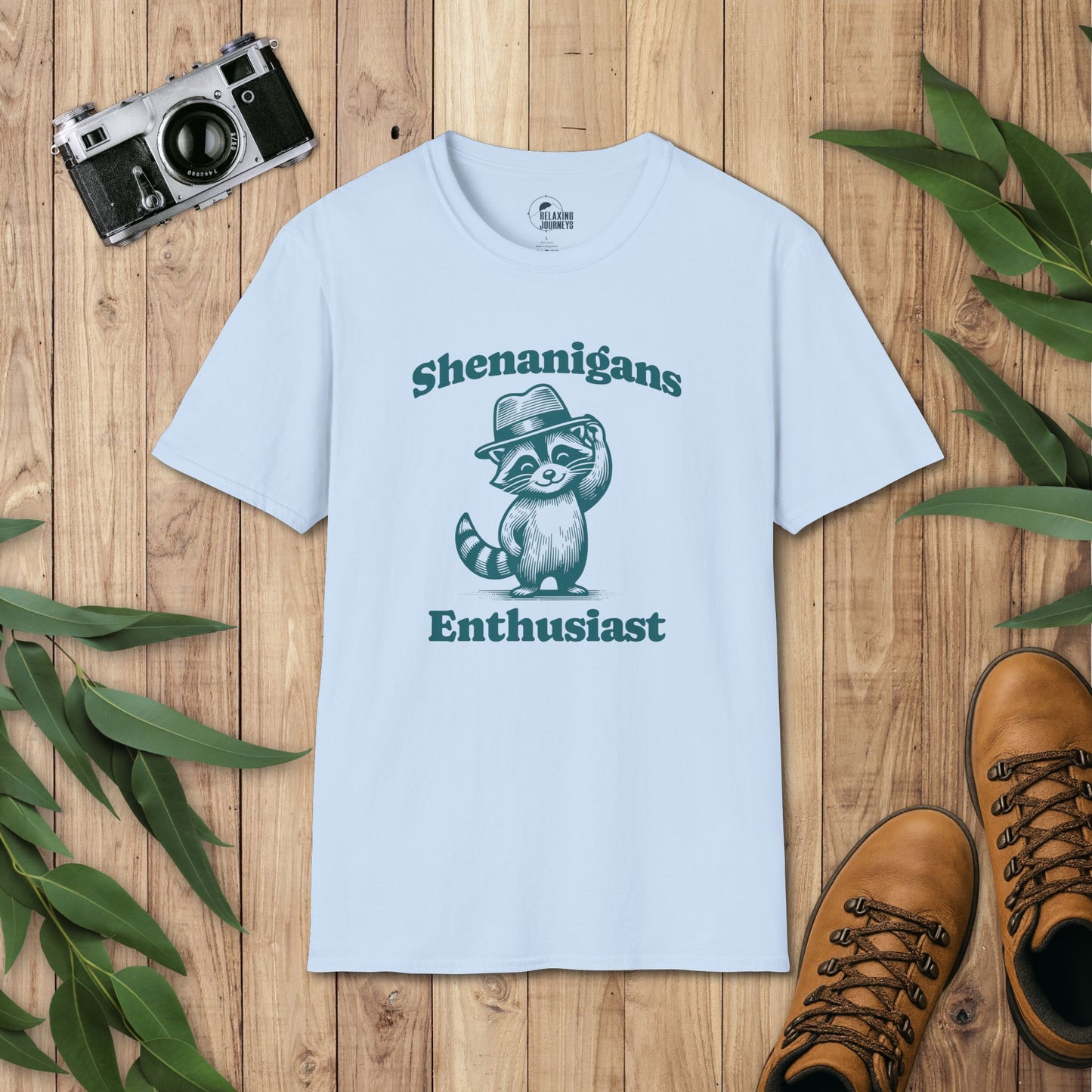 Shenanigans Enthusiast Raccoon Retro Cartoon Graphic T-Shirt