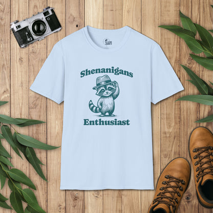 Shenanigans Enthusiast Raccoon Retro Cartoon Graphic T-Shirt