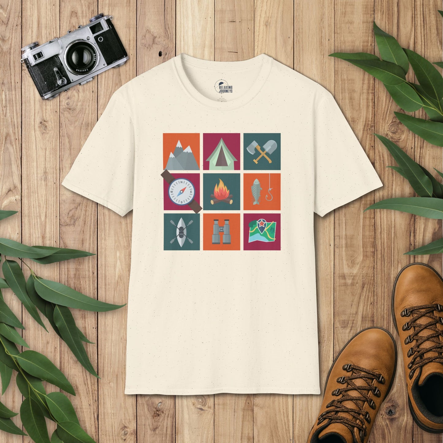 3 x 3 Camping Icon T-Shirt