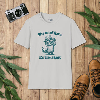 Shenanigans Enthusiast Raccoon Retro Cartoon Graphic T-Shirt